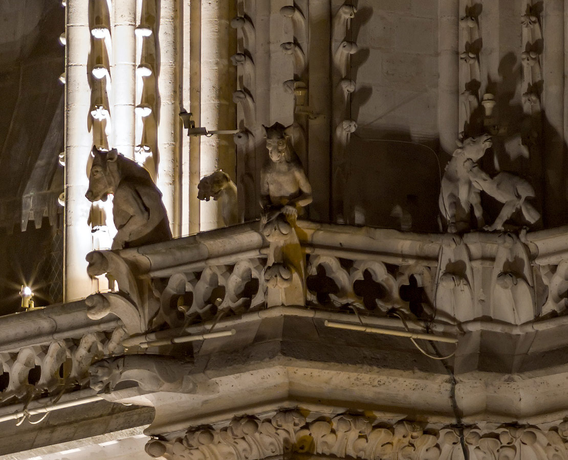 Détail sur les chimères de Notre-Dame de Paris