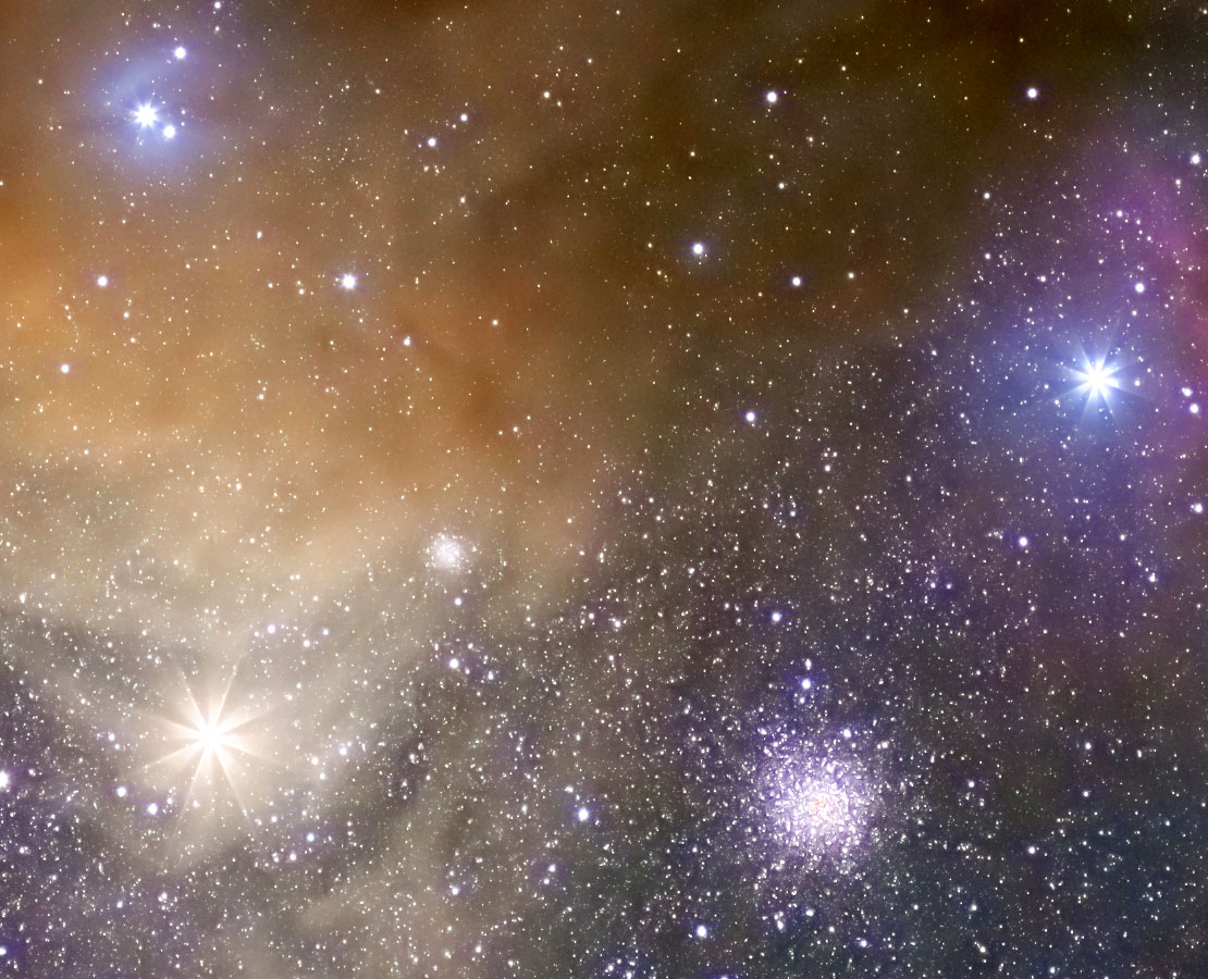 Antarès, l'amas globulaire M4 dans la région Rho Ophiuchi du scorpion