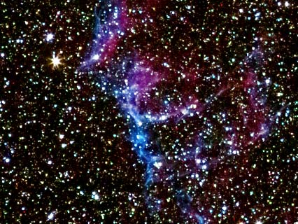 Détail des Dentelles du Cygne - NGC 6960 et l'étoile 52 Cygni