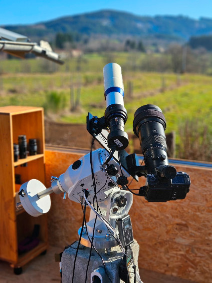 FUJI GFX 100 II + FUJI GF500 mm + multiplicateur 1,4X, lunette TS60 + Lacerta MGen II sur monture Skywatcher AZ-EQ6