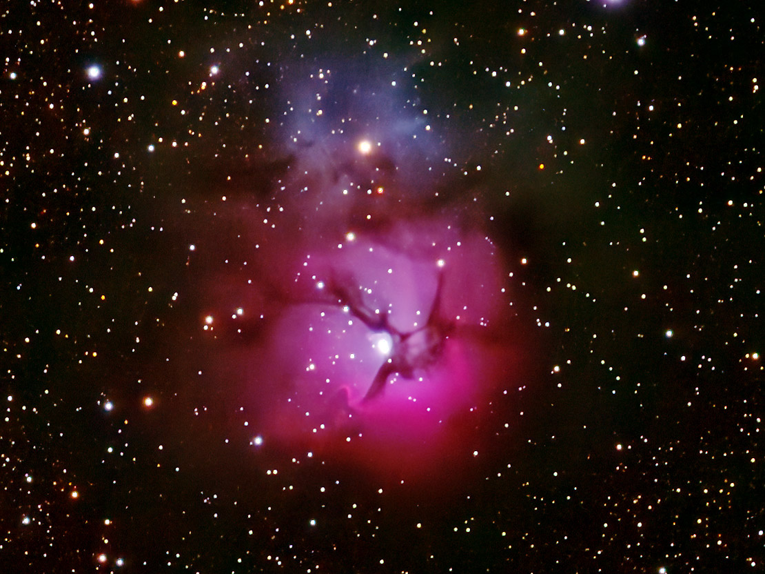 Nébuleuse Trifide appelée M20 dans la constellation du Sagittaire