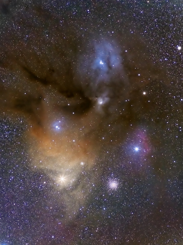 Rho Ophiuchi, Antares et M4 dans le Scorpion