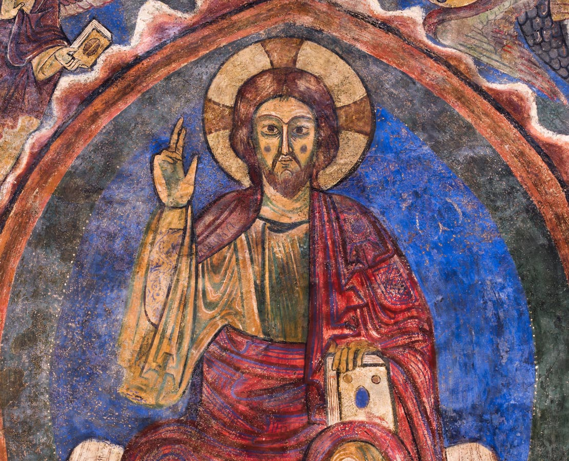 Détail du Christ en Majesté au plafond de la chapelle Saint-Michel de la basilique Saint-Julien de Brioude, Haute-Loire