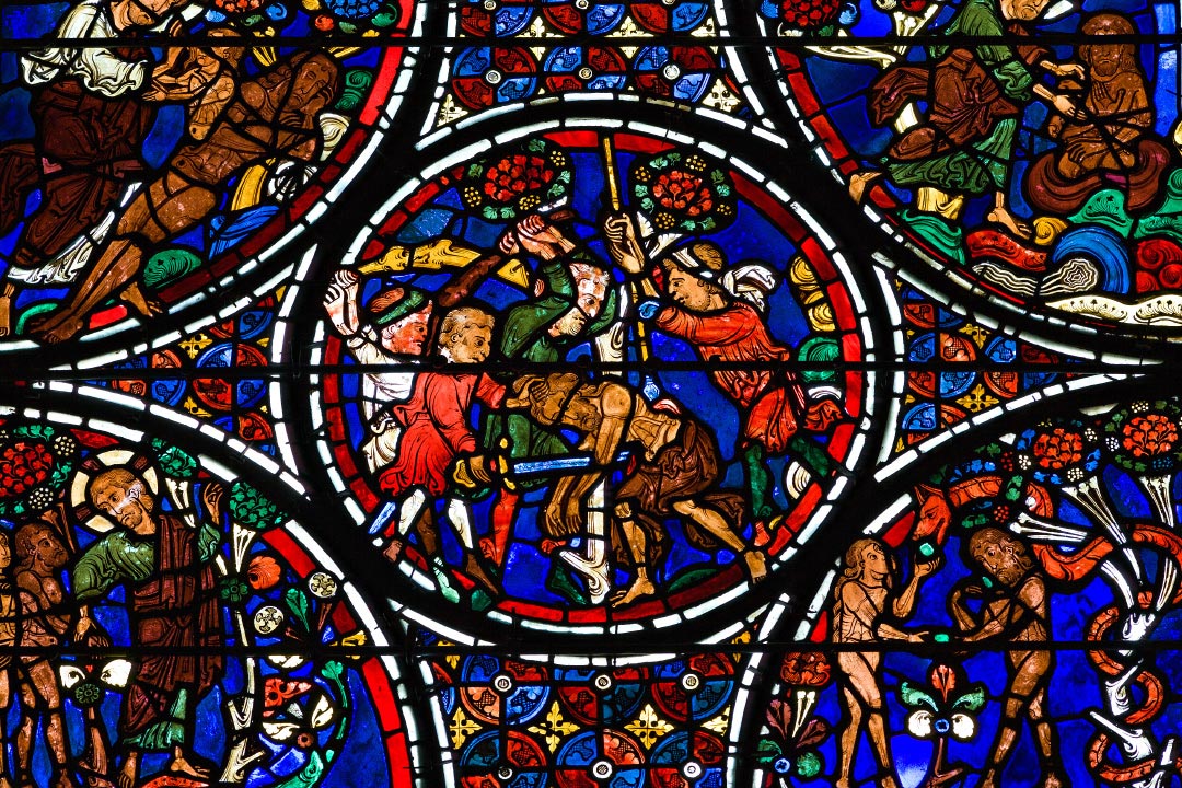 Vitraux de la cathédrale de Bourges : le Christ attaqué