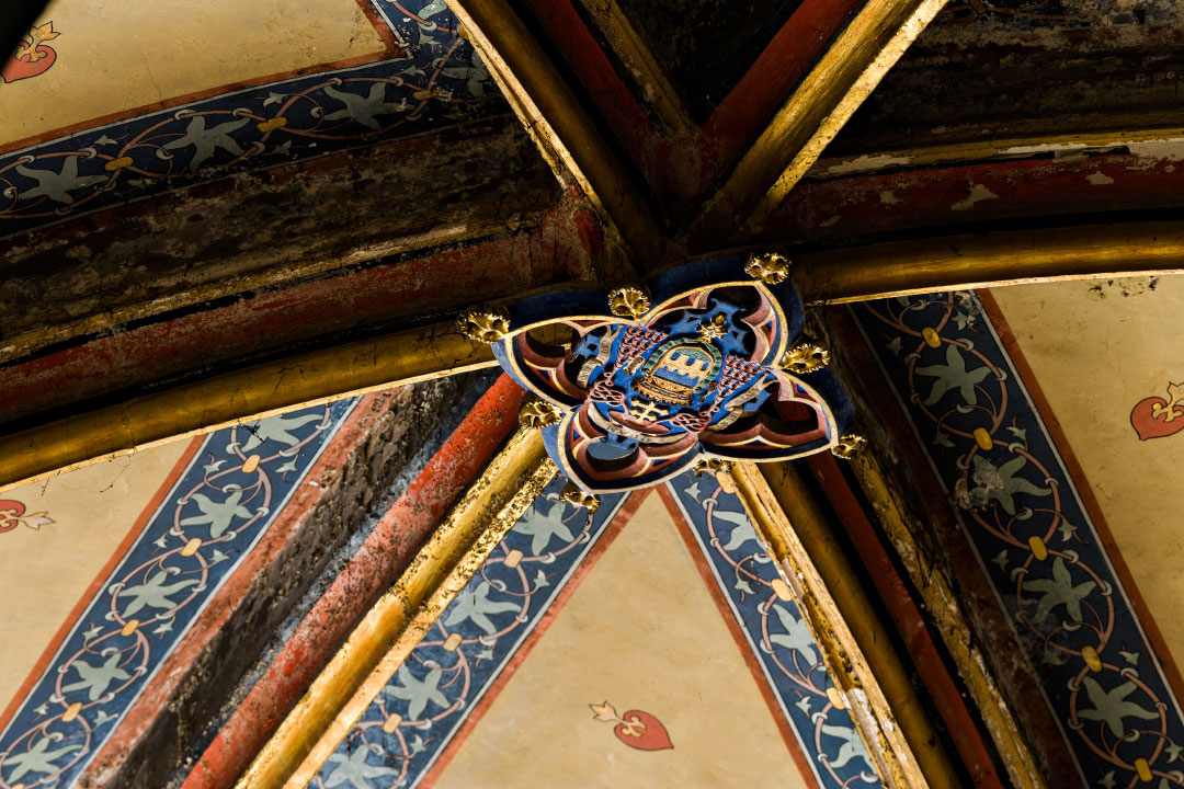 Clef de voûte dans une chapelle de la cathédrale de Bourges. Phoot d'une clef de voute