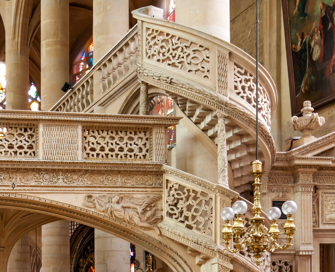 Détail du jubé de l'église Saint-Etienne-du-Mont à Paris