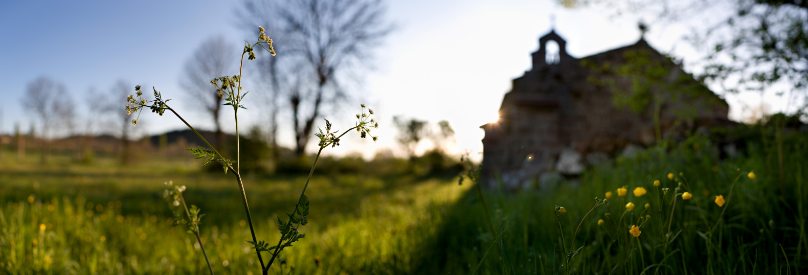 Chapelle romane de Montbonnet, Haute-Loire. Photo panoramique de la chapelle romane de Montbonnet