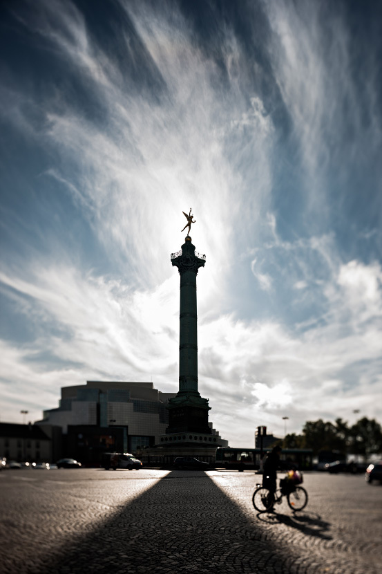 Place de la Bastille et sa colonne de juillet en contre-jour