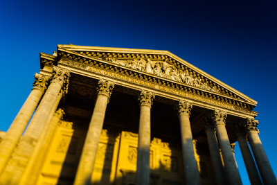 façade du Panthéon au coucher du soleil