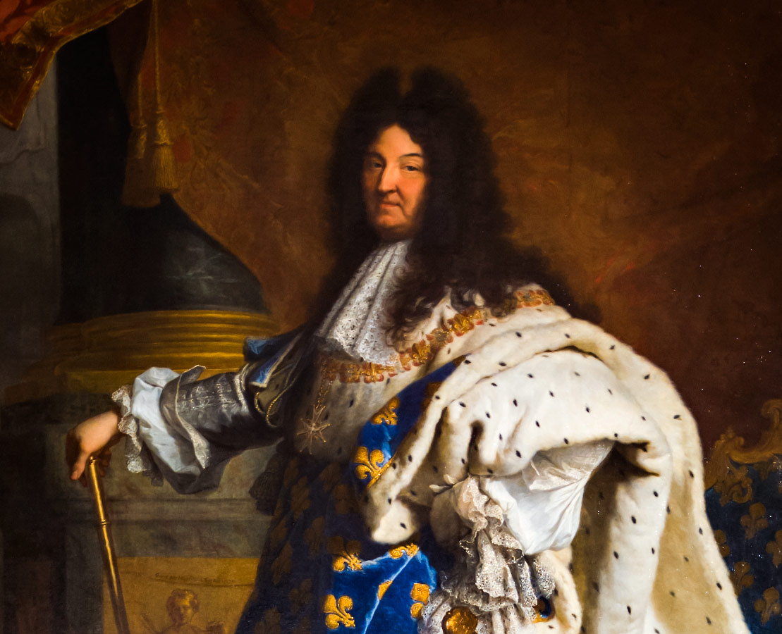 Détail du portrait de Louis XIV par Hyacinthe Rigaud au usée du Louvre