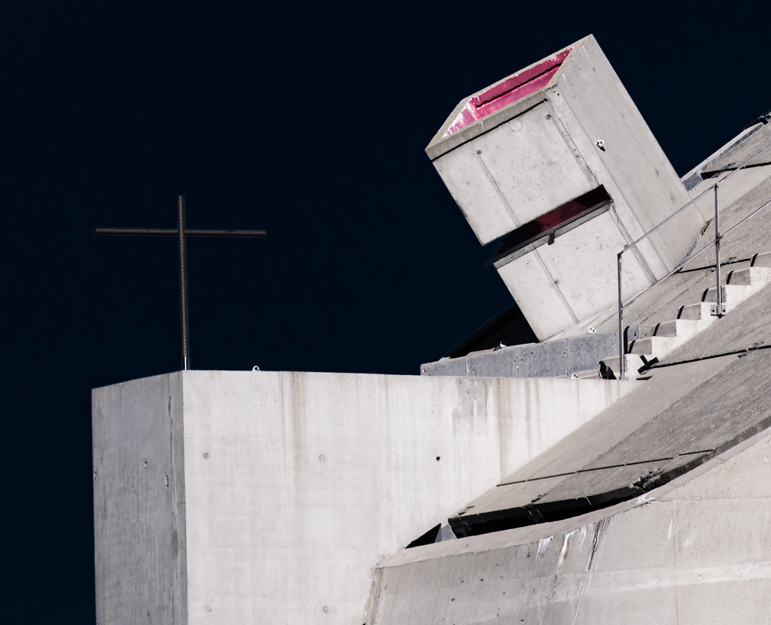 Détail du toit de l'église Saint-Pierre Le Corbusier à Firminy-Vert